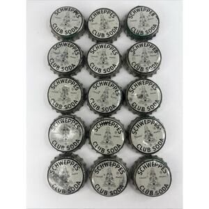 15 Rare Vintage Schweppes Club Soda Cork Lined Bottle Cap Crown
